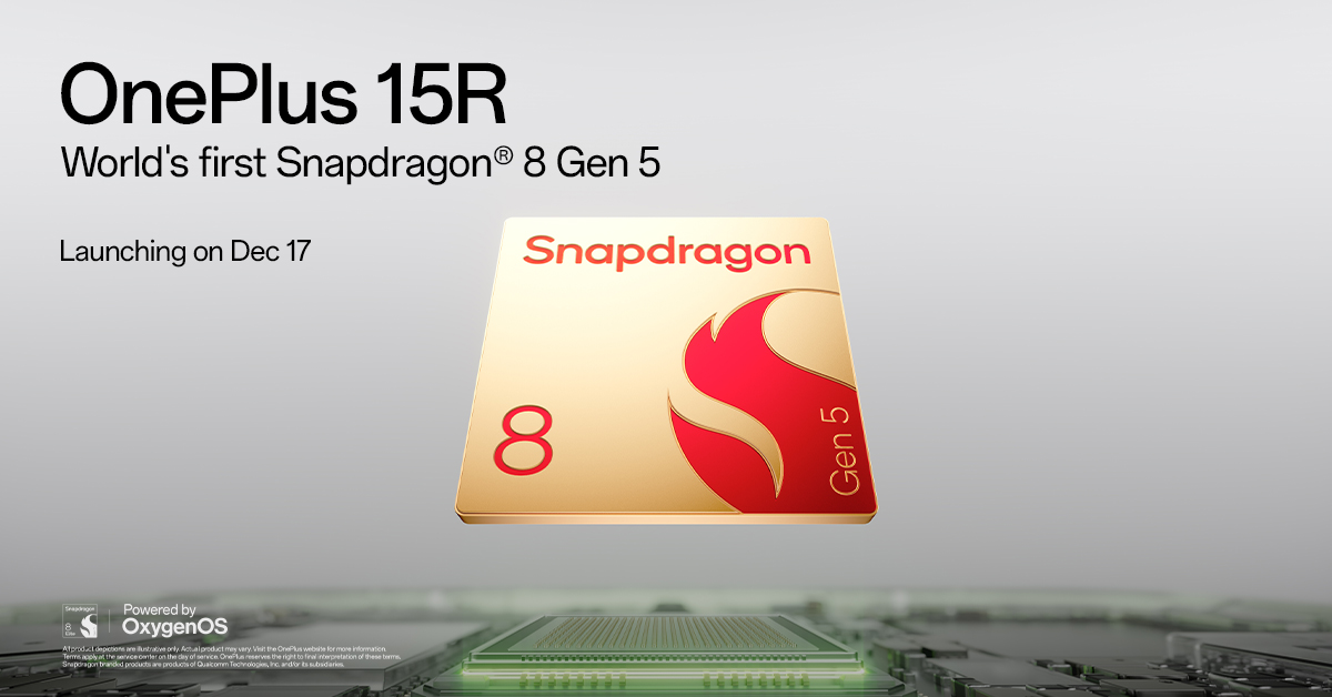 OnePlus 15R sisältää Snapdragon 8 Gen 5:n.