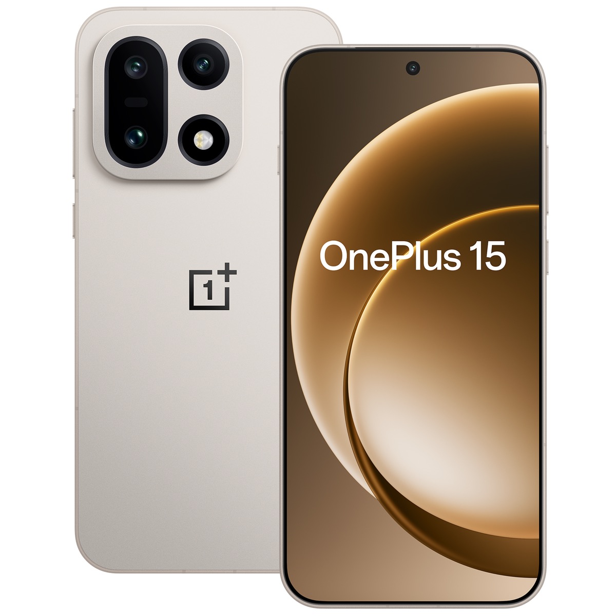 OnePlus 15 takaa ja edestä.
