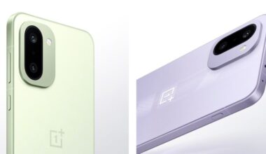 OnePlus Ace 6T vaaleanvihreänä ja violettina värivaihtoehtona.