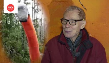 85-vuotias keksijä ja taiteilija Raimo Flink rakensi niksibetonista valtavan brontosauruspatsaan