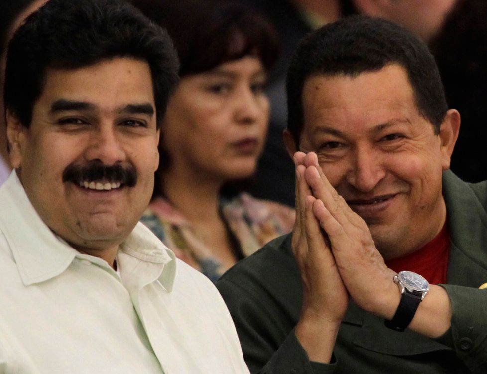 Venezuelan silloinen ulkoministeri Nicolás Maduro ja presidentti Hugo Chávez osallistuivat ilmasto- ja ympäristökokoukseen Bolivian Tiquipayassa huhtikuussa 2010.