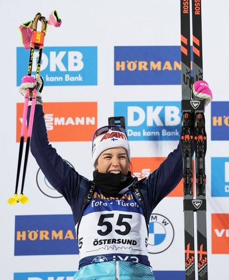 Sonja Leinamo juhli tiistaina uransa ensimmäistä palkintopallipaikkaa.