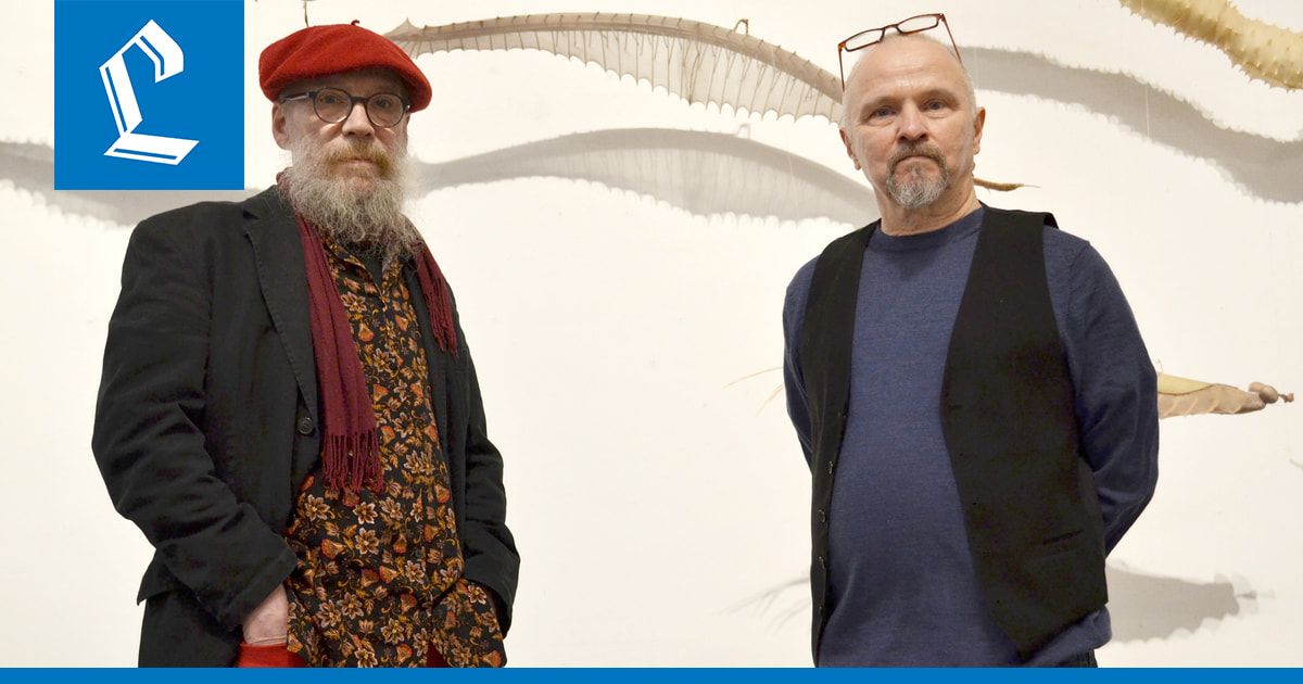 Taidekoulukaverit Ari Rossi ja Sauli Miettunen kohtaavat Kemin taidemuseossa – värikäs kokonaisuus ei ole lapsenmielisiltä kielletty