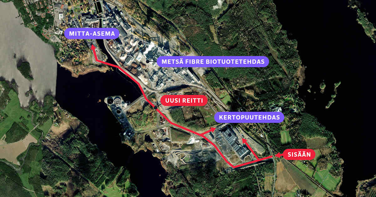 Metsä Group avasi uuden reitin rekoille – matka lyhenee jopa 17 kilometriä | Keski-Suomi