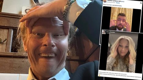 Kansanedustajat Juho Eerola (ps), Kaisa Garedew (ps) ja europarlamentaarikko Sebastian Tynkkynen (ps) silmienvääntelykuvat aiheuttivat kansainvälisen kohun.