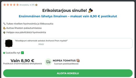 Erikoistarjous oli tarjolla vain hetken ja katosi sitten.