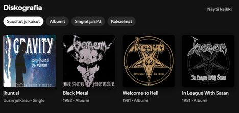 Spotifyssa on ainakin kaksi Venomia. Arvaa, mikä ei kuulu joukkoon?