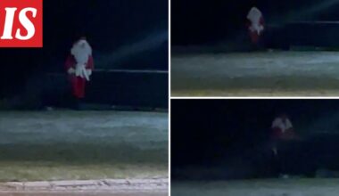 Joulupukki videoitiin erikoisissa puuhissa pihalla