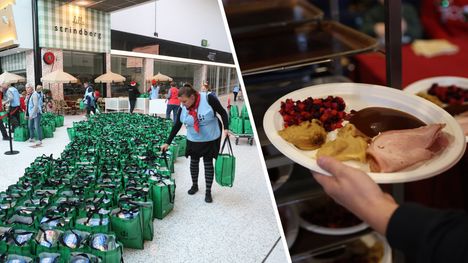 Hurstin joulujuhlassa jaettiin ruokakasseja ja tarjottiin ruokaa.