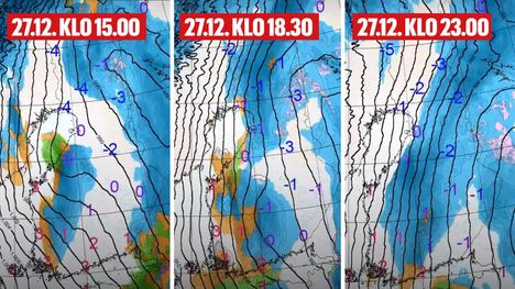 Lämpötilat ovat laajalti plussan puolella tai vähintään nollassa aina Oulun korkeudelle saakka. Lappiin ja Koillismaalle on luvassa pientä pakkasta tai nollakeliä ja Pohjois-Lapissa pysytellään asteen verran plussalla.