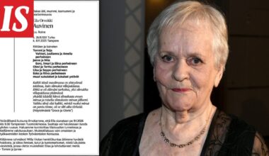 Eila Roineen kuolinilmoituksessa koskettava viesti