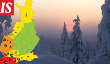 Kireä pakkanen ja kova merenkäynti varoituksissa