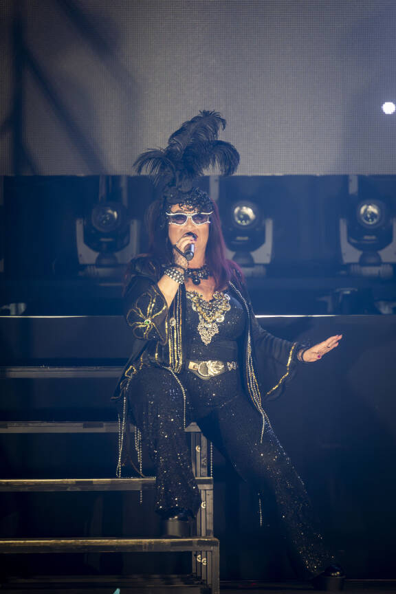 Meiju pukeutui illan teemaan sopivasti reippaan näyttävästi.