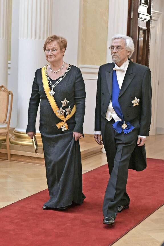 Tarja ja Pentti itsenäisyyspäivän vastaanotolla vuonna 2019.