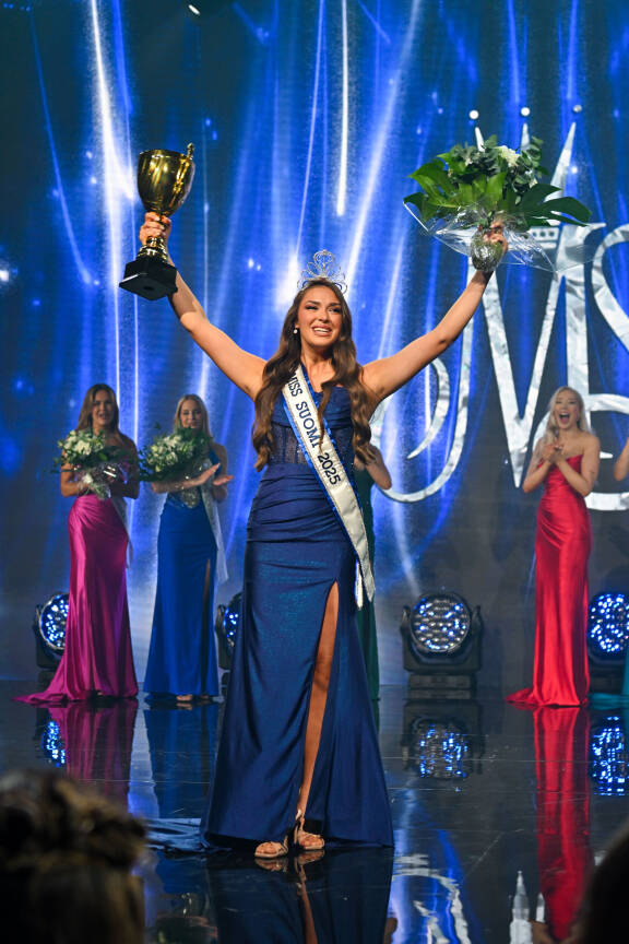 Sarah Dzafce on Miss Suomi 2025.