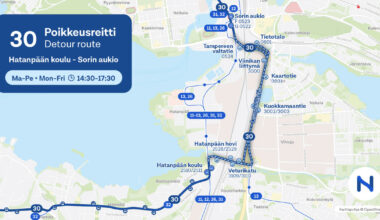 Linja 31 siirtyy Hatanpäältä Lempääläntielle loppiaisen jälkeen