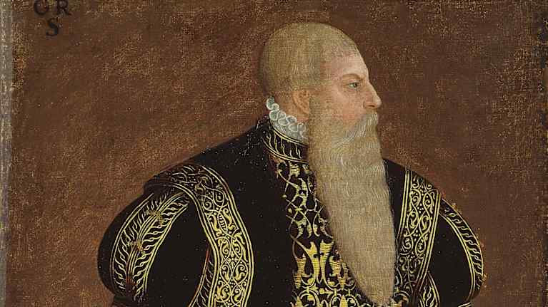 Kuningas Kustaa Vaasa vanhassa maalauksessa.