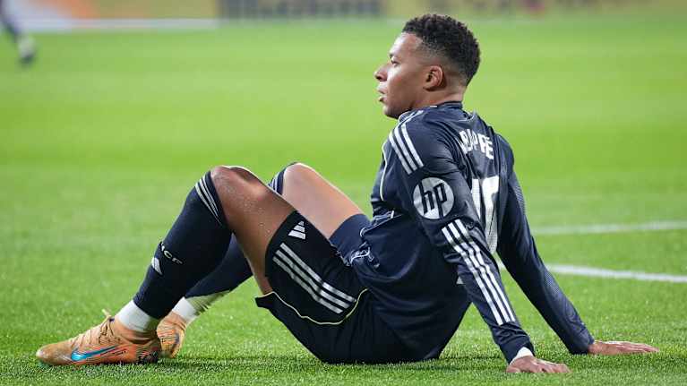 Real Madridin Kylian Mbappe pettyi tasapeliin sunnuntaina 30.11.2025. 