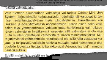 Puolustusvoimien logistiikkakeskuksen hankintapäätöksen sivu.