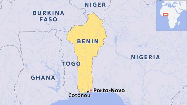 Kartta näyttää Beninin sijainnin.