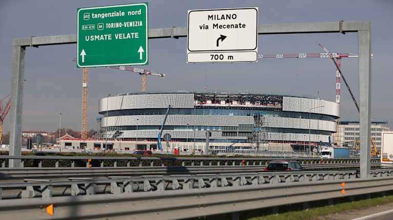 Santa Giulia -areenan rakennustyöt 26.11.2025.