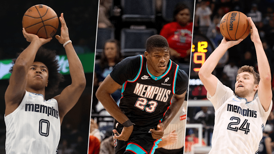 Memphisin Jaylen Wells, Cedric Coward ja Cam Spencer.