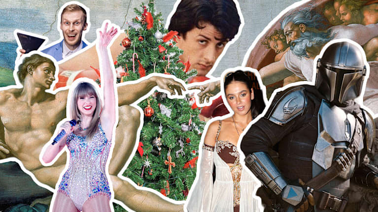 Televisiosta, elokuvista, somesta ja historiasta tuttuja hahmoja joulukuusen ympärillä.