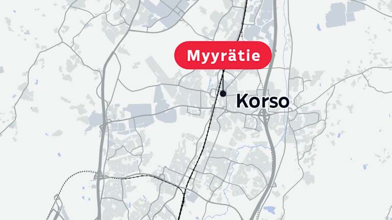 kartta joka osoittaa Myyrätien Vantaalla.