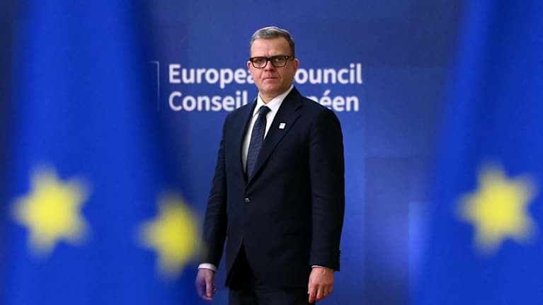 Pääministeri Petteri Orpo EU-kokouksessa.