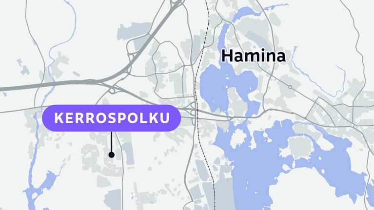 Kerrospolun sijainti Haminassa.