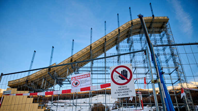 Livignon olympiapuisto rakentuu Italiassa.