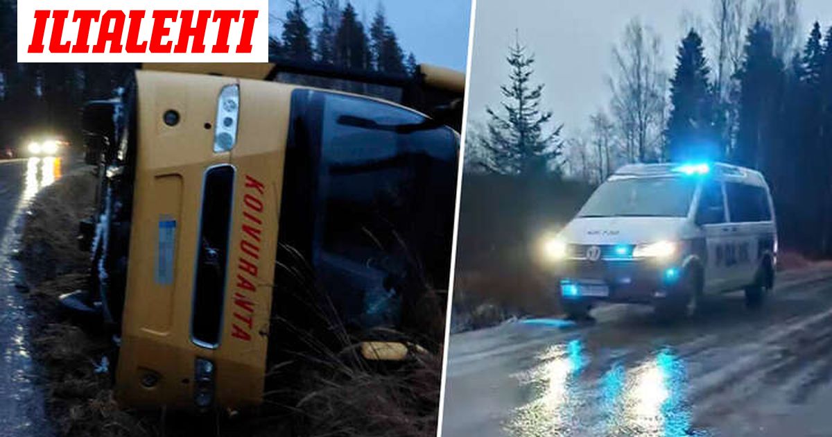 Koulubussi onnettomuudessa Konginkankaalla
