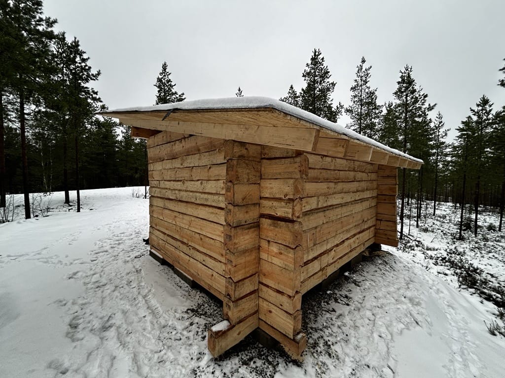 Laavun runko on jykevää hirttä.