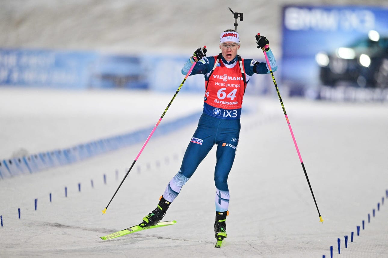 Suvi Minkkinen piti kolmanneksi kovinta tahtia myös hiihtoladulla.