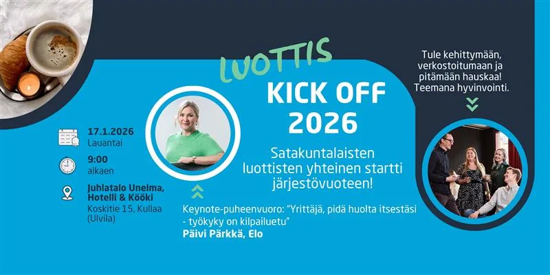 Satakunnan Yrittäjien Luottis Kick Off 2026 lauantaina 17.1.