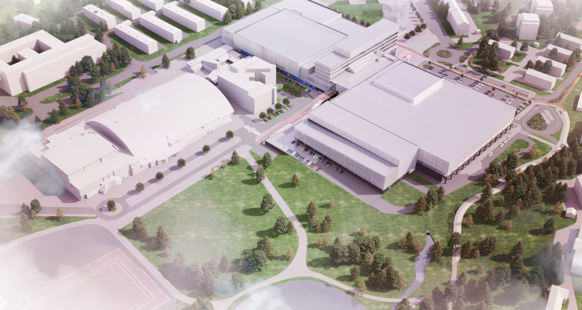 Hipposkeskuksen työmaa-alueen laajentuminen tuo muutoksia liikuntapuiston kulkureitteihin ja pysäköintiin maanantaista 22.12. alkaen