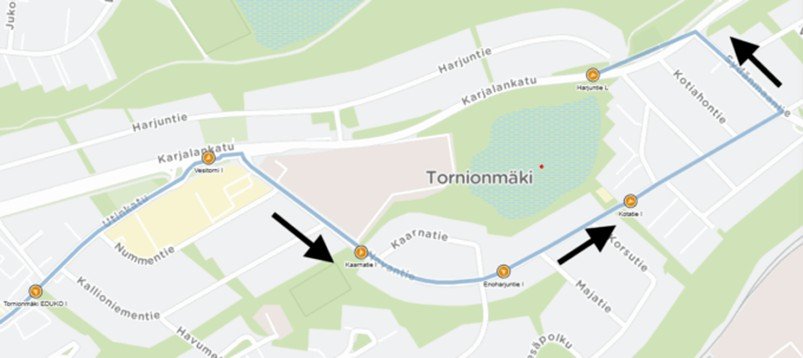 Koutsi-linjan 9 reittiä pidennetään Tornionmäessä