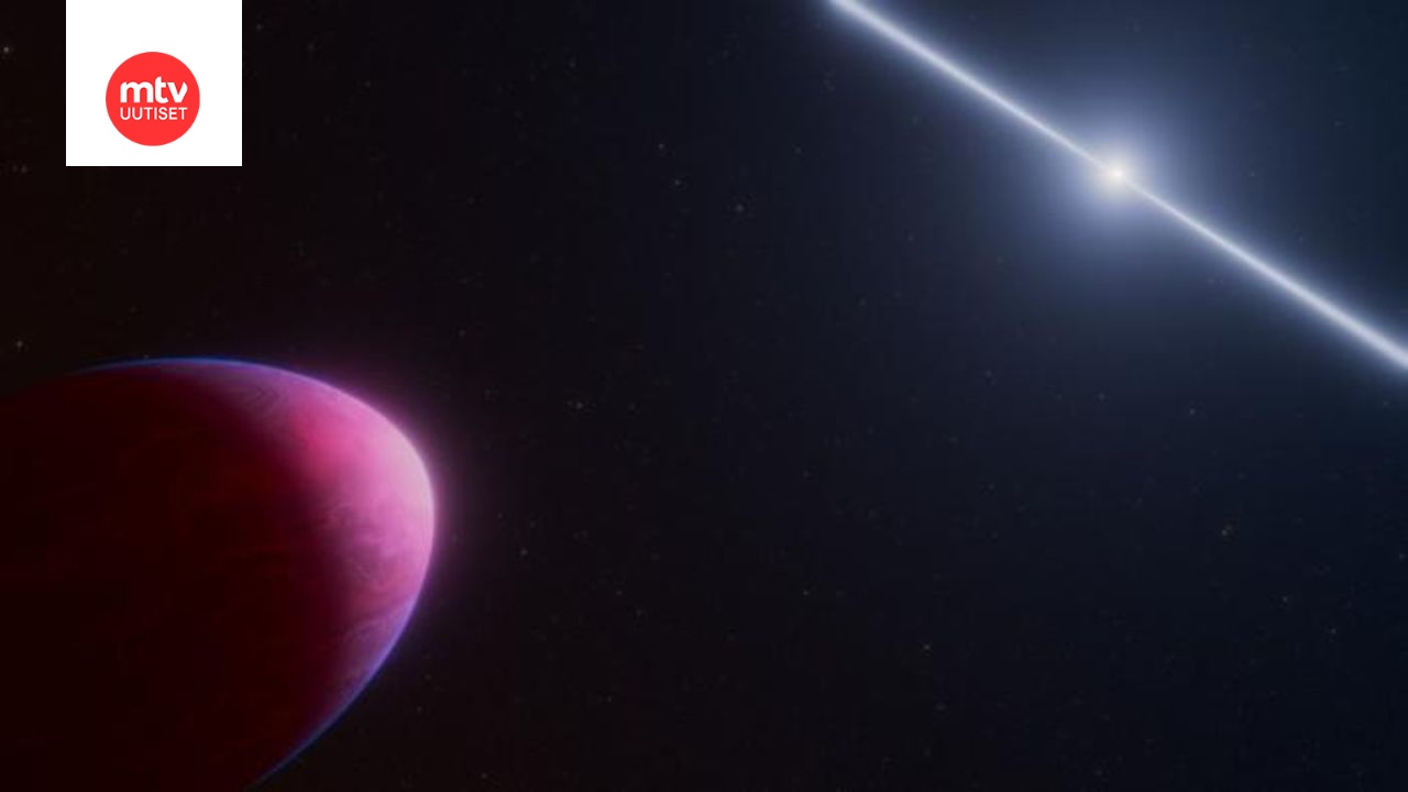 Taiteilijan näkemys PSR J2322-2650b -eksoplaneetasta, joka kiertää nopeasti pyörivää neutronitähteä.