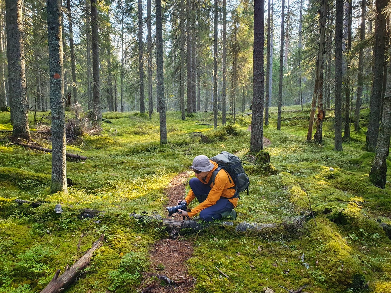 Luontokuvaus on Teemu Saloriutalle sivutoimista, päivätyönään hän toimii Maanmittauslaitoksella karttojen parissa. Tässä hän kuvaa Koivusuon luonnonpuistossa.