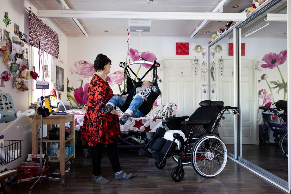 Marikaa liikutetaan kattonostimen avulla.