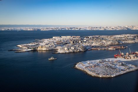 Ilmakuva Grönlannin pääkaupungista Nuukista.