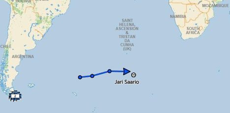 Viimeisin paikannustieto Jari Saariosta on tullut Garminin järjestelmän mukaan perjantaina kello 17.33.