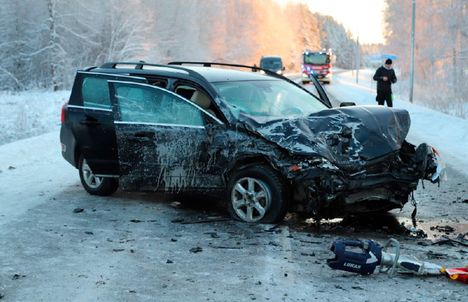 Onnettomuudessa osallisena ollut Volvo.
