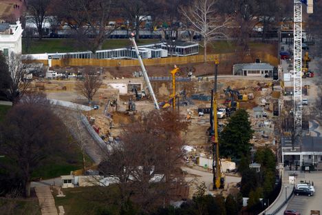 Tältä näytti Valkoisen talon juhlasalin työmaa joulukuun viimeisenä päivänä eli pari viikkoa sitten.