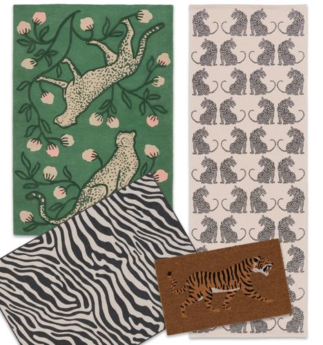 Cheetah-villamatto on kuin taideteos lattialla. Kissaeläimet ovat kevään näyttävin kuvio, ja niitä löytyykin useista Rustan matoista