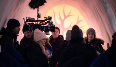 Tonttu-elokuvan kuvaukset käynnissä Kemin Lumilinnassa 7. helmikuuta 2025. Tonttu sai Suomen ensi-iltansa marraskuussa 2025. LEHTIKUVA / Jarno Vuorinen