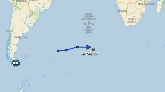 Jarin viimeisin tiedetty sijainti oli noin puolessavälissä Etelä-Amerikan ja Afrikan mantereita.