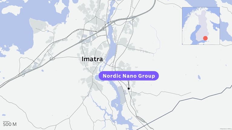 Nordic Nano Groupin sijainti Imatran kartalla.