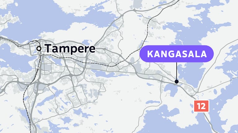 Kartta Kangasala sijainnista Pirkanmaalla.
