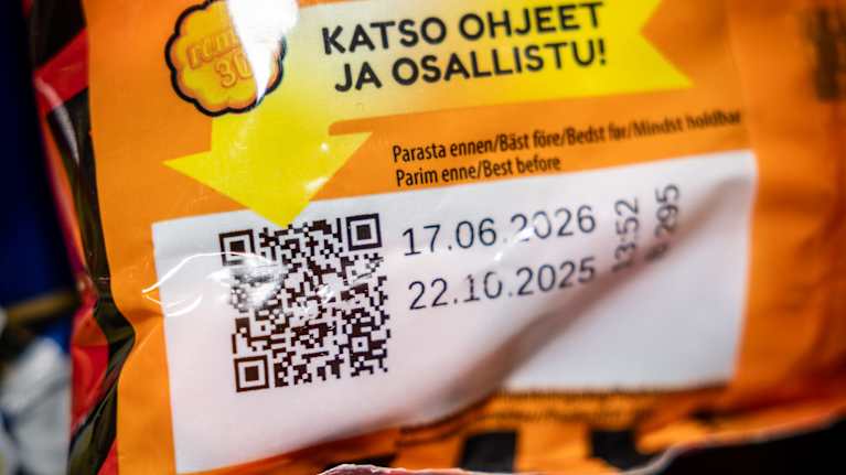 GS1 2D-koodi makeispussissa.